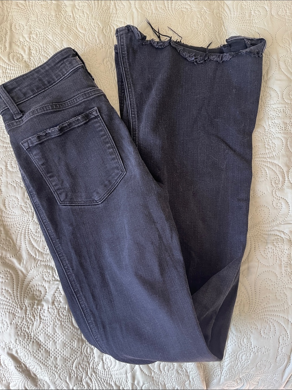 Flying Monkey Frayed Hem Wide-Leg Jeans in black